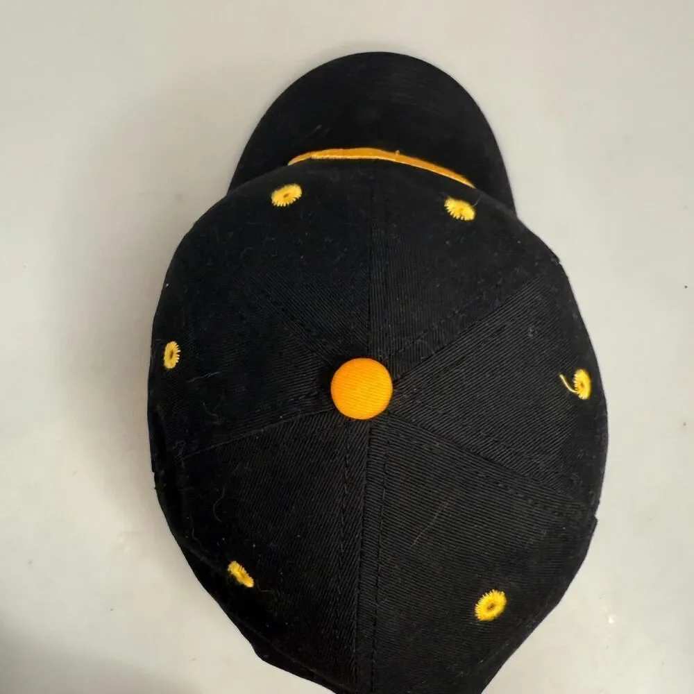 Iowa Hawkeyes Hat Cap Black Gold Strap-Back One Size 100% Cotton by The Game EUC